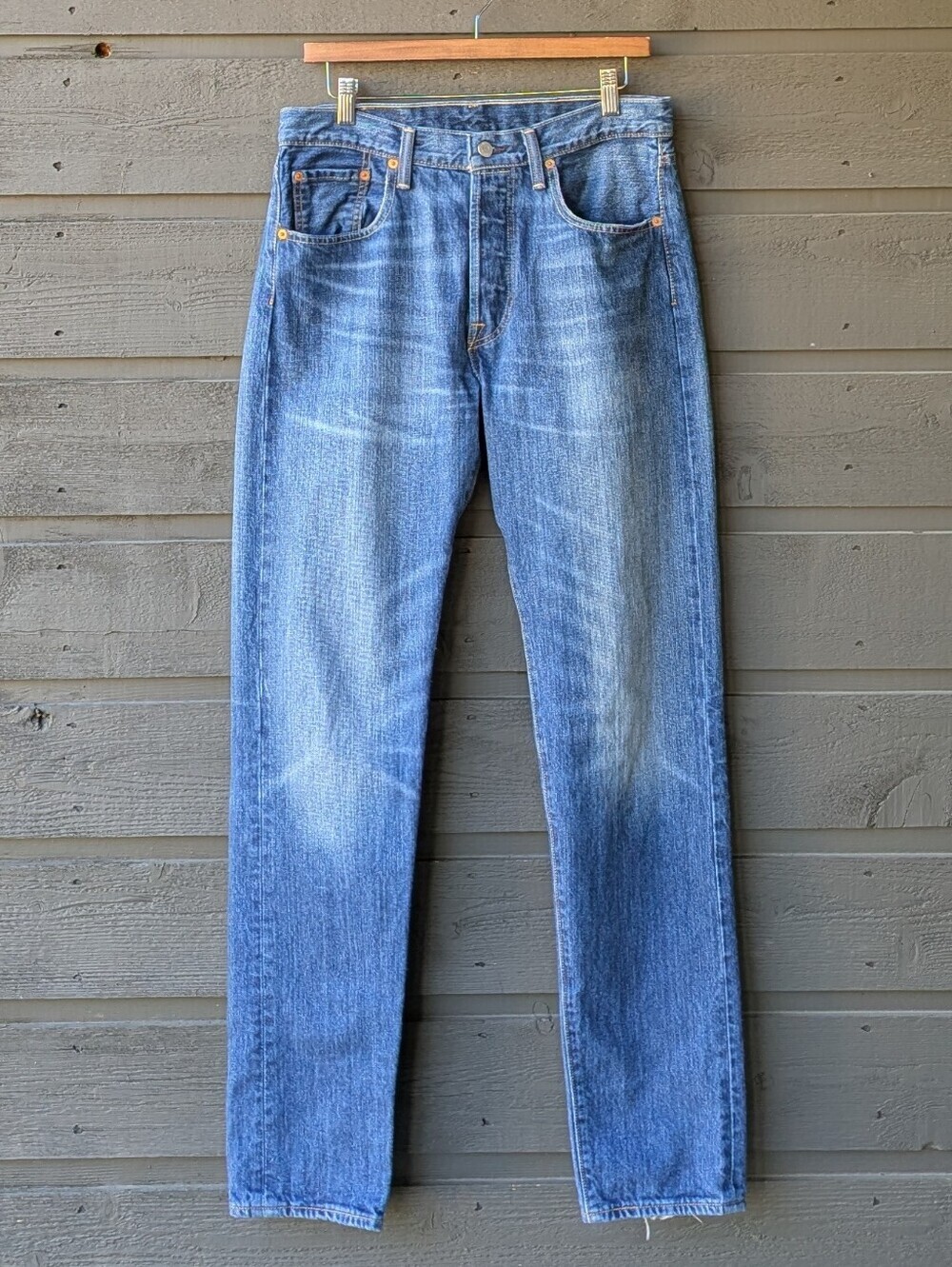 Levi's 501 CT 100% Cotton Medium Wash Denim Jean Button Fly W32 L34 Custom Taper